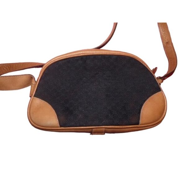 Gucci Vintage Black Canvas HOBO Logo Print Camel Leather - Picture 5 of 5